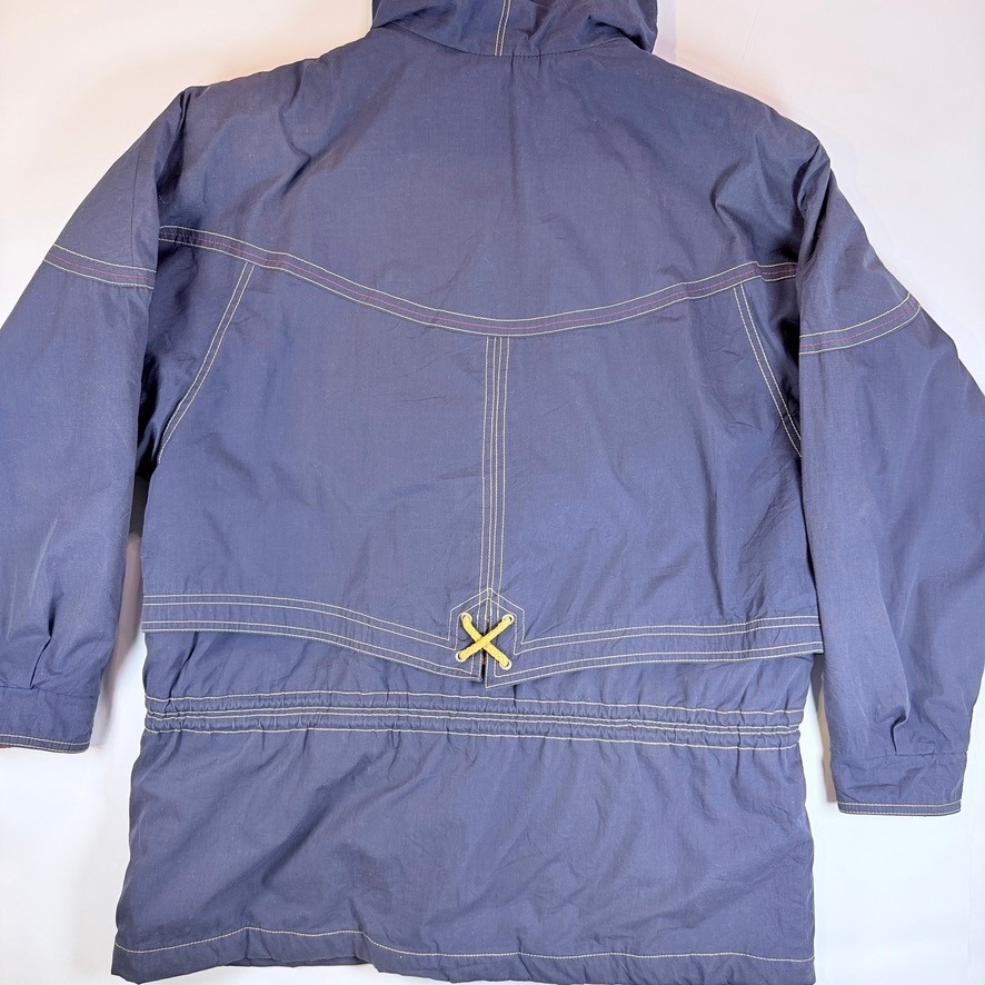 One Hundred Flowers Jacket Mens Medium Blue Vintage Quilted Colorblock Hooded — image 4 of 8